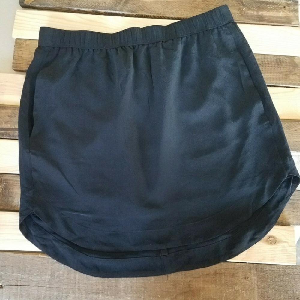 Brand New Madewell Black Silk Skirt